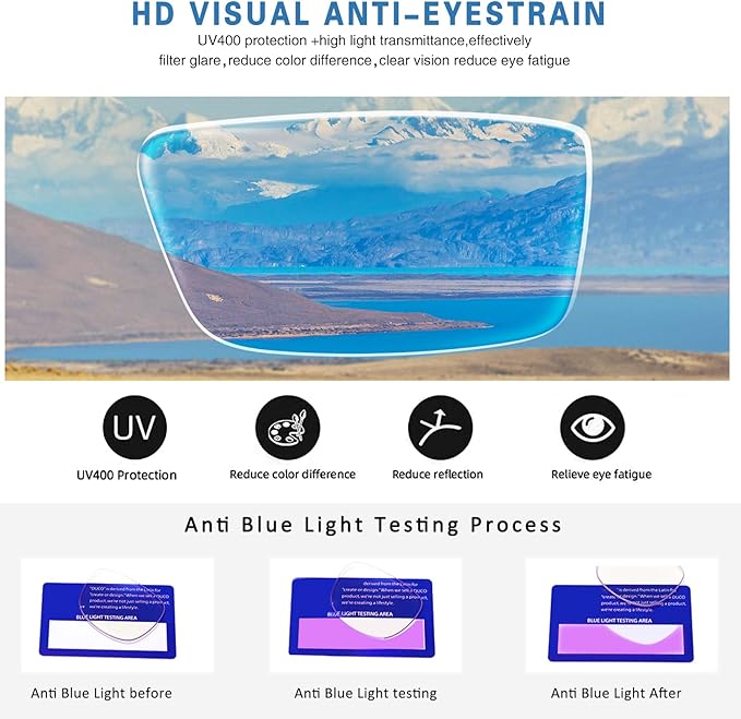 Henotin 5-Pack Reading Glasses Blue Light Blocking Anti Eyestrain Computer Reading Glasses for Women and Men Readers (Mix Color-C1, 2.00, Diopters)