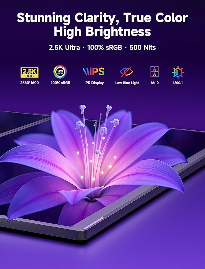 JSAUX FlipGo Pro 16" Dual Portable Monitors, 2.5K Triple Laptop Screen Extender, Portable IPS Dual-Screen Monitor for Laptop[for Windows/Linux/macOS] One Cable to Dual/Magnetic Design/DisplayLink