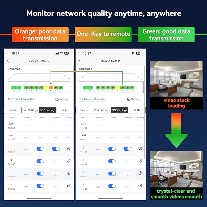 STEAMEMO 16 Port Gigabit PoE Switch, Smart Managed Gigabit Ethernet Switch, 16 PoE+ Ports@240W, Plug and Play, Vlan, Fanless, Desktop or Rackmount, Overload Protection w/ Port