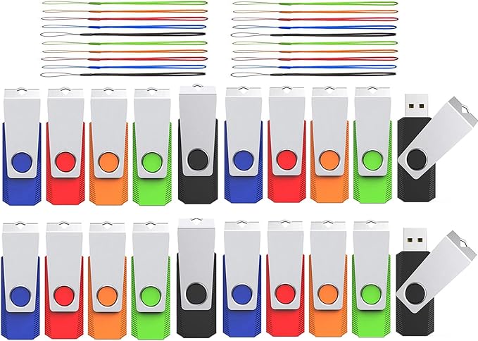 8GB Flash Drive 20 Pack, Wooolken USB 2.0 Memory Stick Thumb Drive Jump Drive USB Stick for Data Storage and Backup (Mixed Colors)