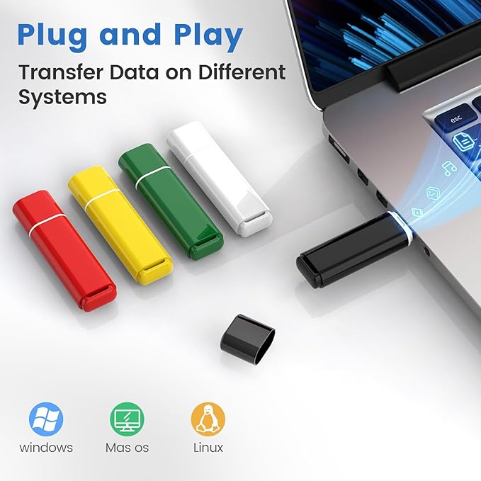 ABLAZE 1GB USB 2.0 Flash Drives 5 Pack with Type C Adaters, Thumb Drives 1GB USB Sticks Memory Sticks Pendrives for PC/Smartphones/Computer