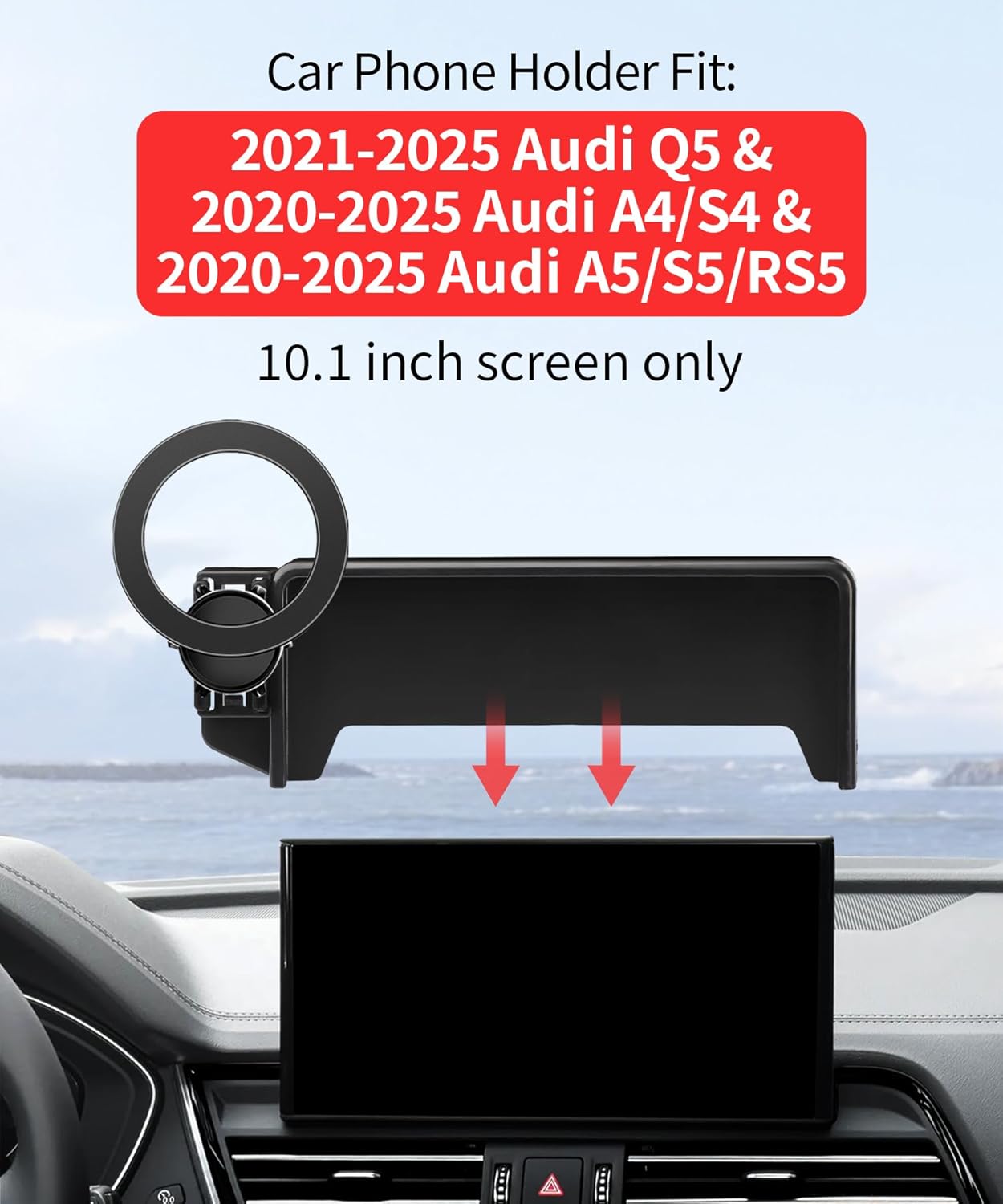 Car Phone Holder for Audi A4&S4&A5&S5&RS5 2020-2025 Accessories / Q5 2021-2025 Accessories 10.1-inch Screen Fixed Clip, Phone Mount Compatible with MagSafe, Cell Phone Holder