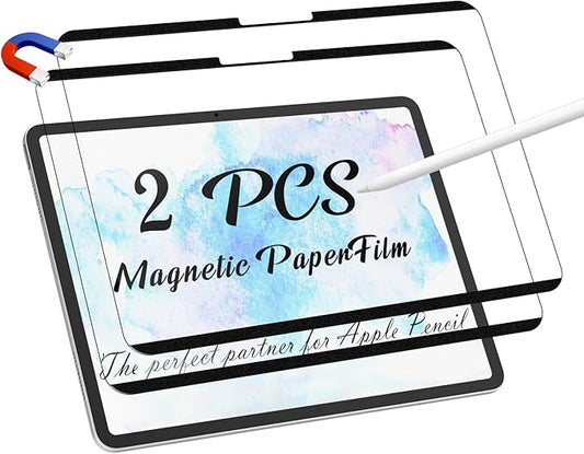 2 Pack Magnetic Paperfilm for iPad Air 11 Inch 2024/2025 (M2/M3, 6th/7th Gen), Feel Like Writing Drawing On Paper, Matte Removable Anti Glare Fingerprint Screen Protector Blue Light Filter