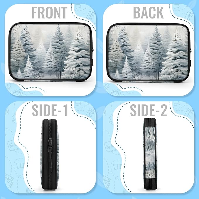 Winter Forest Electronics Travel Organizer Case, Tech Accessories Cable Storage Bag for Cords, Charger, Phone, Hard Drive