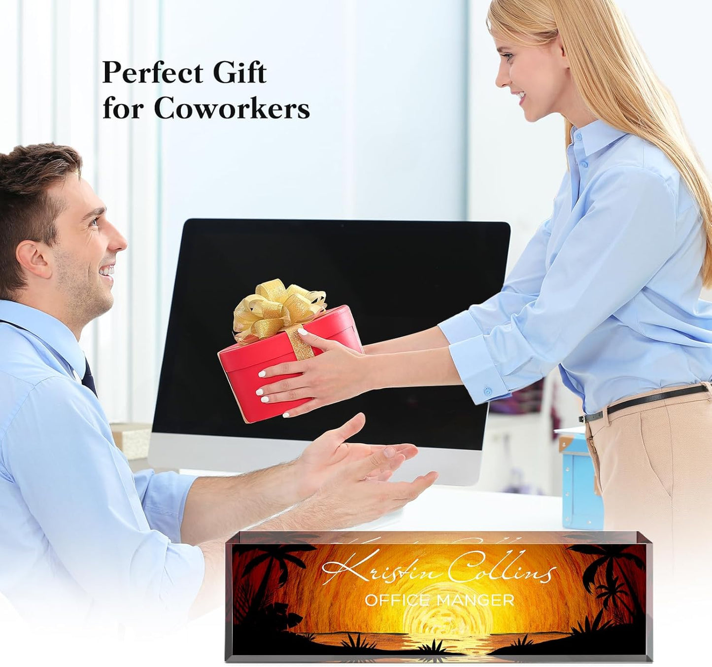 Custom Name Plate for Desk, Acrylic Office Decor For Women Men, Personalized Office Desk Accessories, Teacher Employee Appreciation Gifts For Social Worker Boss Coworkers (Hope)