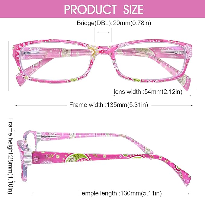 Henotin 6-Pack Reading Glasses Blue Light Blocking Anti Eyestrain Computer Reading Glasses for Women and Men Readers (Mix Color-D, 2.25, Diopters)