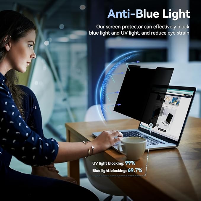 Mamol Magnetic Laptop Privacy Screen 14 inch ,16:10 Aspect Removable Anti Glare Protector Blue Light Privacy Screen Filter,Filter Shield Compatible with HP/Dell/Acer/Asus/Samsung/Lenovo/Thinkpad Envy