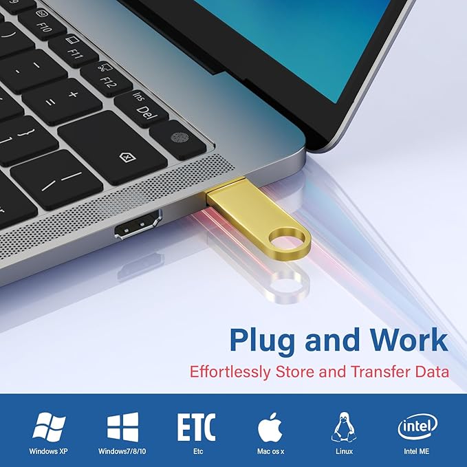 5 Pack 16GB USB Flash Drive with Keychains, Wooolken Sleek Metal USB 2.0 Thumb Drives Memory Stick for PC Laptop Computer