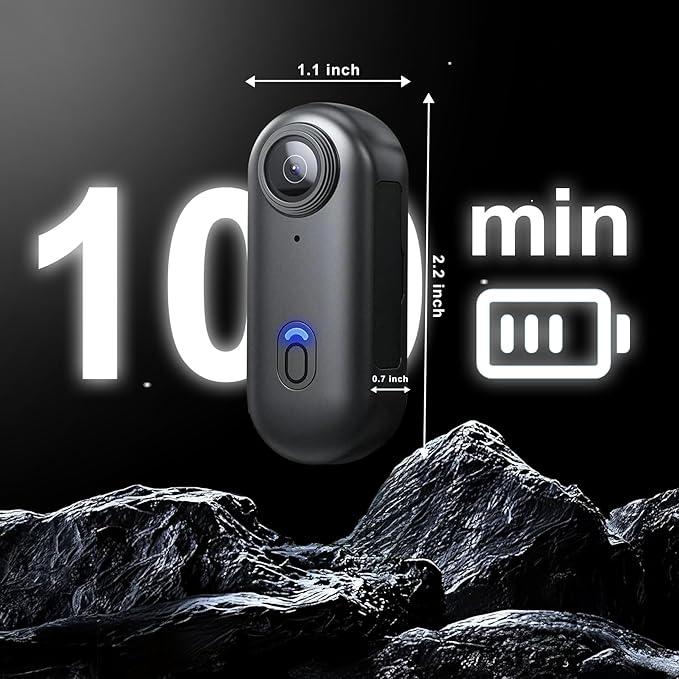 4K Thumb Action Camera | 128G Sports Camera for POV Photoshooting: Waterproof Sports Camera The Size of a Thumb Suitable for Running Cycling Swimming Hiking Adventure Etc (Black)