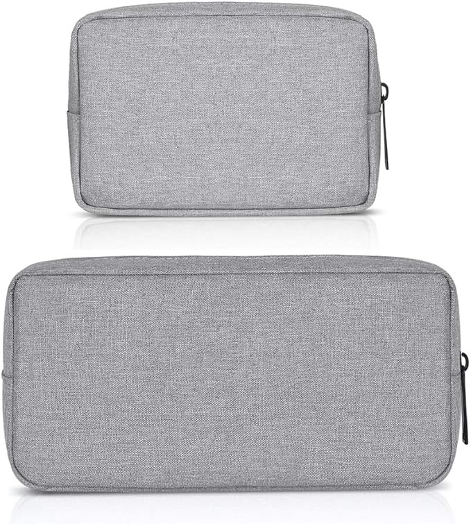 Universal Electronics/Accessories Soft Carrying Case Bag, Durable & Light-weight,Suitable for Out-going, Business, Travel and Cosmetics Kit (Small+Big-Gray)