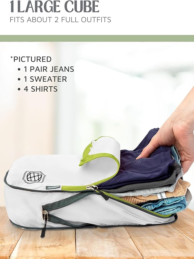 Compression Packing Cubes Set for Travel - Lightweight, Durable Clothes Organizer for Carry-On Luggage and Suitcases by TRIPPED Travel Gear
