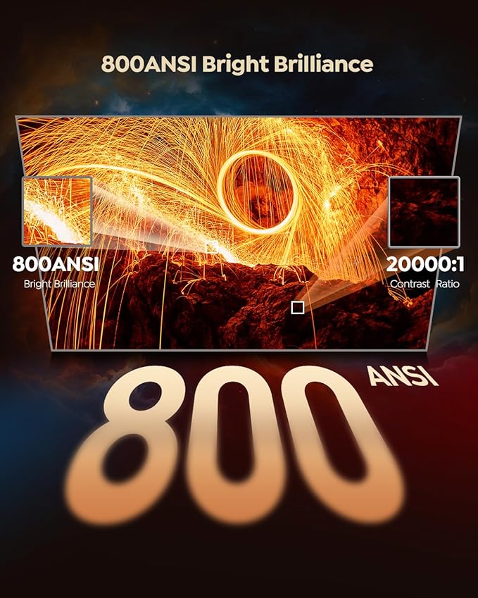 [Netflix-Licensed/4K Supported] Smart Outdoor Projector with WiFi6 and Bluetooth, 800ANSI Movie Projector, DoIby Audio with Dual Speakers, AI Auto Focus with Built-in Apps Proyector, Upgraded P62 Pro