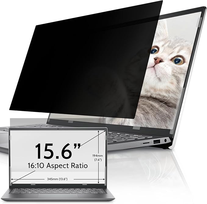 Laptop Privacy Screen 15.6 Inch for HP Dell Acer Asus Lenovo Thinkpad Envy Xps, 16:10 Aspect IPROKKO Removable 15.6in Anti Blue Light Glare Privacy Filter Shield, Anti Spy Computer Monitor Security