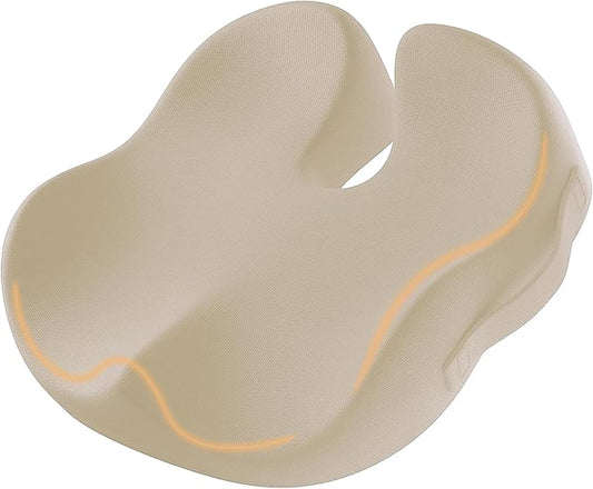 ProtoArc Seat Cushion, Office Chair Cushion for Sciatica, Coccyx Cushion, Ergonomic Memory Foam Seat Cushion for Car, Home, Pressure Relief Pad for Hip, Tailbone, All Day Comfort - Beige