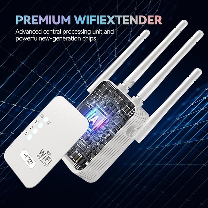 WiFi Extender, 2025 Fastest WiFi Booster,WiFi Extenders Signal Booster for Home, WiFi Repeater with Ethernet Port Covers up to 9880sq. ft and 55 Devices-Medium-2.4GHZ