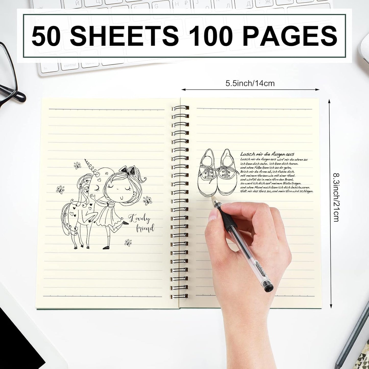 Yahenda Spiral Notebook Bulk A5 Journal Lined 8.3'' x 5.5'' Writing Composition Paper Small Notepad Subject Notebook for Students Office Business Back to School Supplies(Deep Green,18 Pcs)