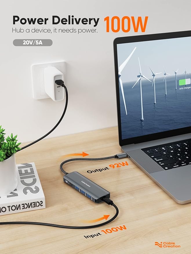 CableCreation 8K HDMI USB C Hub for MacBook Pro, 5-in-1 USB C Multiport Adapter with 100W PD, 3 USB 3.0 Ports, 8K 30Hz/4K 120Hz HDMI, Compatible with Steam Deck, Surface Pro, XPS and More - Space Grey