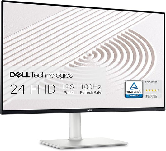 Dell S2425HS Monitor - 23.8 Inch, FHD (1920x1080) Display, 100Hz Refresh Rate 1500:1 Contrast Ratio, TÜV Rheinland Eye Comfort 4 Star, Integrated 2x5W Speaker, Height/Tilt/Swivel/Pivot - Ash White