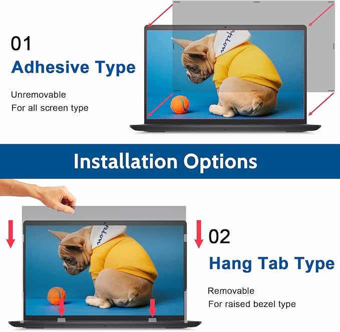 IPROKKO Laptop Privacy Screen 17.3 Inch for HP Dell Acer Asus Lenovo Thinkpad Envy Xps, 16:9 Aspect Removable 17.3in Anti Blue Light Glare Privacy Filter, Anti Spy Computer Monitor Security Protector