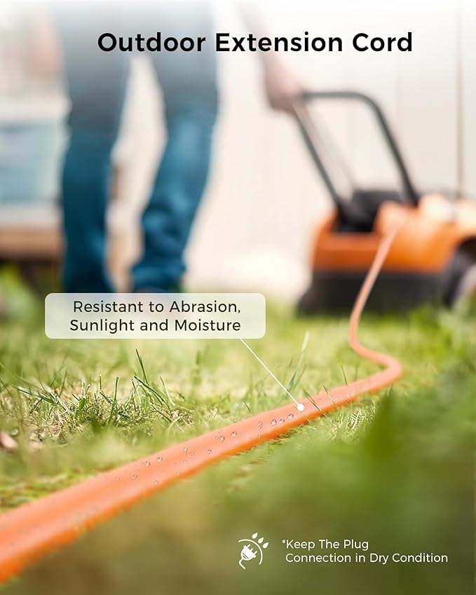 [UL Listed] Cable Matters 2-Pack 16 AWG Heavy Duty 13A Power Extension Cord - 10ft, 3 Prong Power Cord Extension, NEMA 5-15P to NEMA 5-15R, Orange