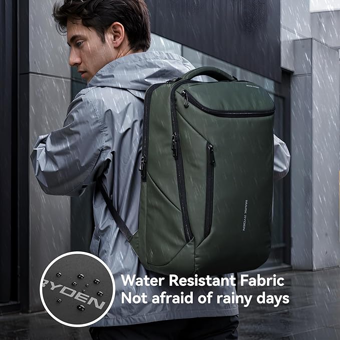 Muzee Backpack for Men Waterproof and Travel Laptop Backpack with USB Charging, Fits 17 Inch Laptop and Tech Gear