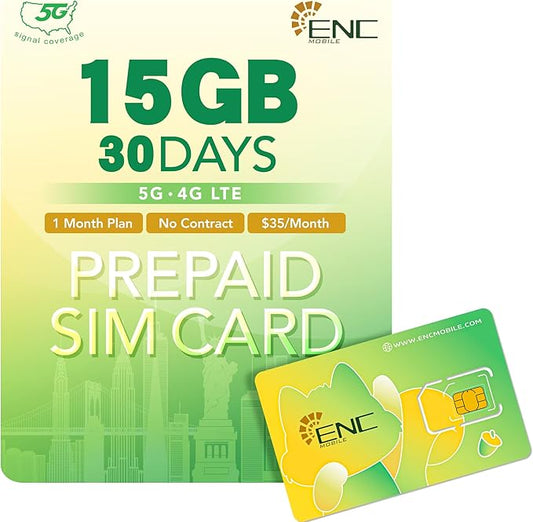 Prepaid SIM Card USA $35/mo - 15GB/Mo. 5G/4G LTE Data + One SIM Dual Number (US & China) + Unlimited US/China/Canada/Mexico Talk & Global Text, Wi-Fi Calling, 3 in 1 SIM Card Included