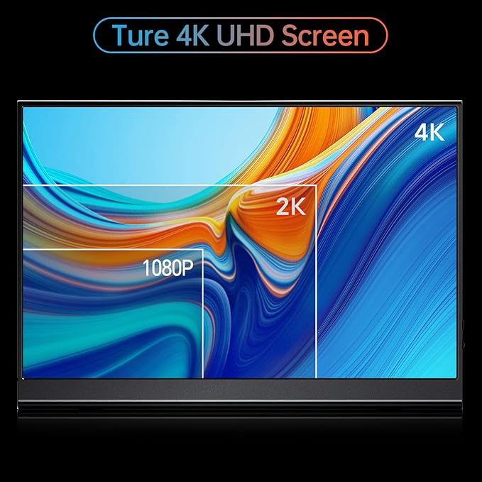 Yxk 4K Portable Monitor 15.6" 3840x2160 UHD USB-C HDMI Laptop, 100% RGB IPS Computer Gaming Display HDR Travel Speakers & Smart Cover for Laptop Xbox PS5 Switch PC Phone