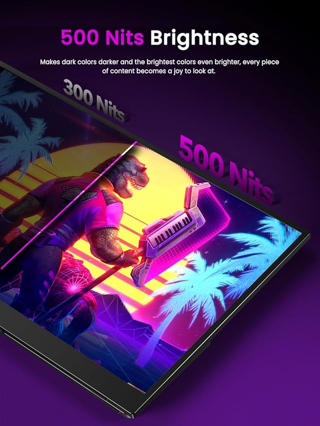 UPERFECT 17.3'' 4K Portable Monitor QLED, 500 Nits 100% DCI-P3 UHD FreeSync HDR 2 Speakers Eye Care Travel Monitor, 2 Fully Functional Type-C Port & HDMI for Laptop PC Phone, VESA & Kickstand