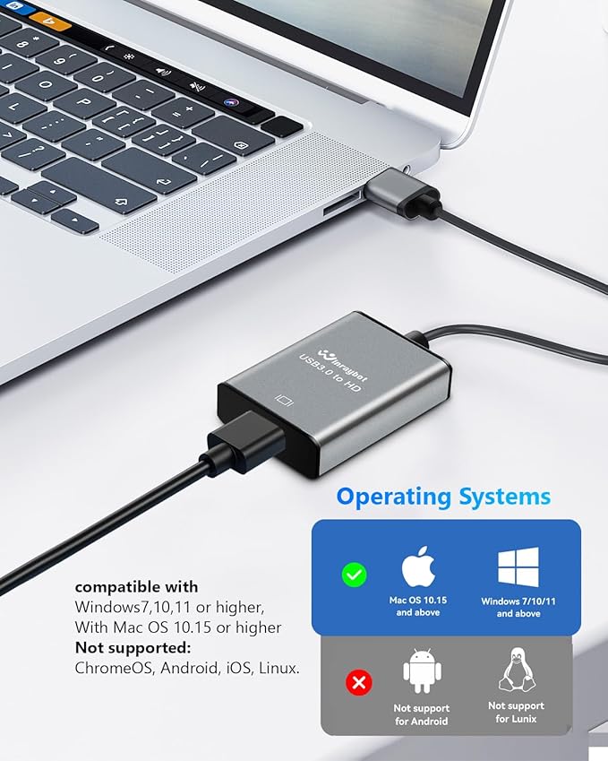 USB to HDMI Adapter for Laptop,USB hub,USB A 3.0 to HDMI Display Expander (USB 3.0-Silver)