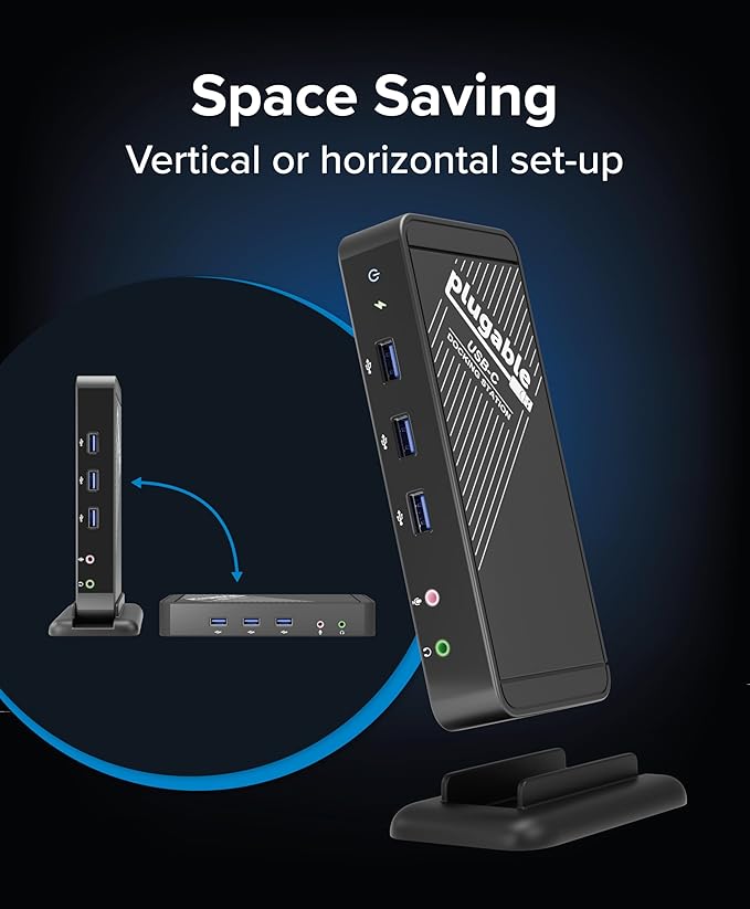 Plugable USB-C Dock – 4K HDMI, 60W Charging, Ethernet, USB 3.0/2.0 Ports – USB-C Docking Station with Power for Windows and Chromebook