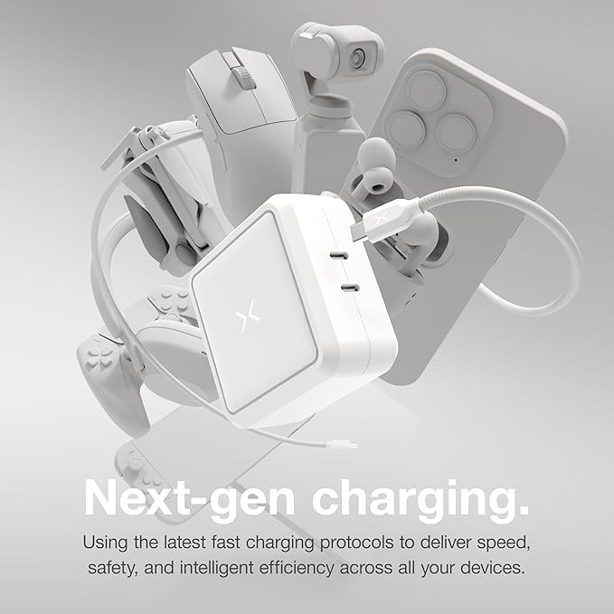 NOCO XGrid X100: 100W USB-C Charger – Dual Port GaN Power Adapter with PD 3.0, QC 4.0+, and PPS – Fast Charging with Smart Power Distribution – Foldable Wall Plug, UL Listed