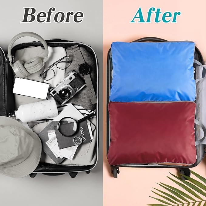 Hosuly 6 Pcs 17.3 x 12.6'' Compression Packing Cube Bag Extra Large Travel Expandable Space Saving Organizers XL for Luggage Storage(Colorful)