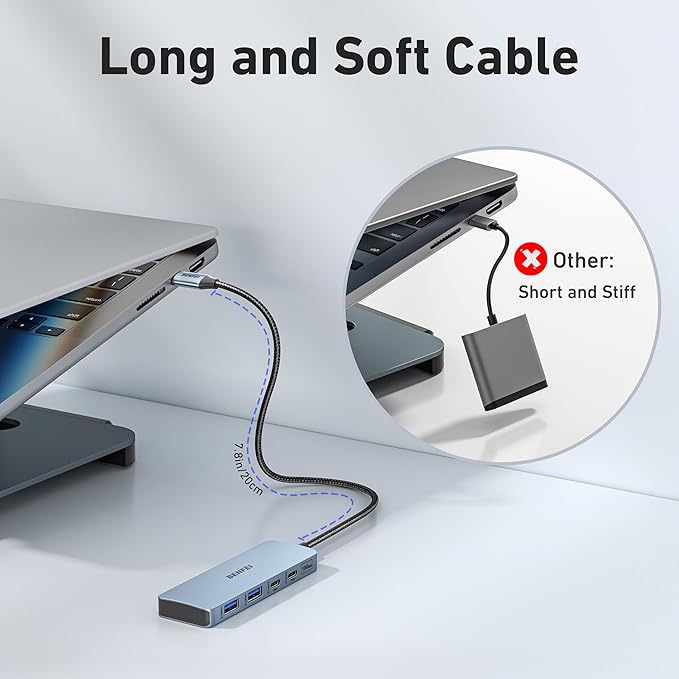 BENFEI USB C Hub 10Gbps, 4 Ports USB 3.2 Adapter with 2*USB-C and 2*USB-A 3.2 Ports Compatible for MacBook Pro/Air M2 M1, iPad, Dell, HP, Samsung(Not Support Monitor)