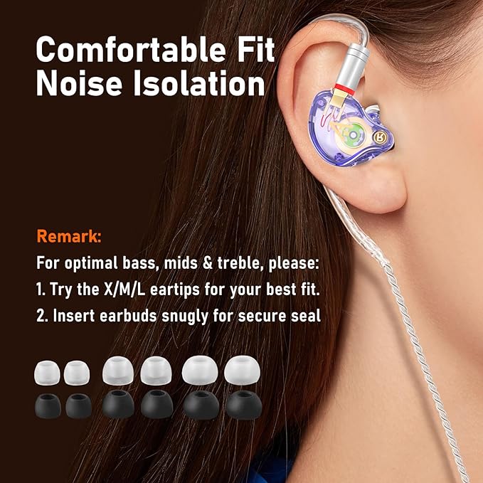 Vibes 202 Wired Earbuds - HiFi in Ear Monitor Headphones – Professional Noise-Isolating Ear Buds - Clear Sound, Deep Bass & Comfort-Fit IEM Earphones - MMCX to 3.5mm, Silver Plated Cord, Carrying Case