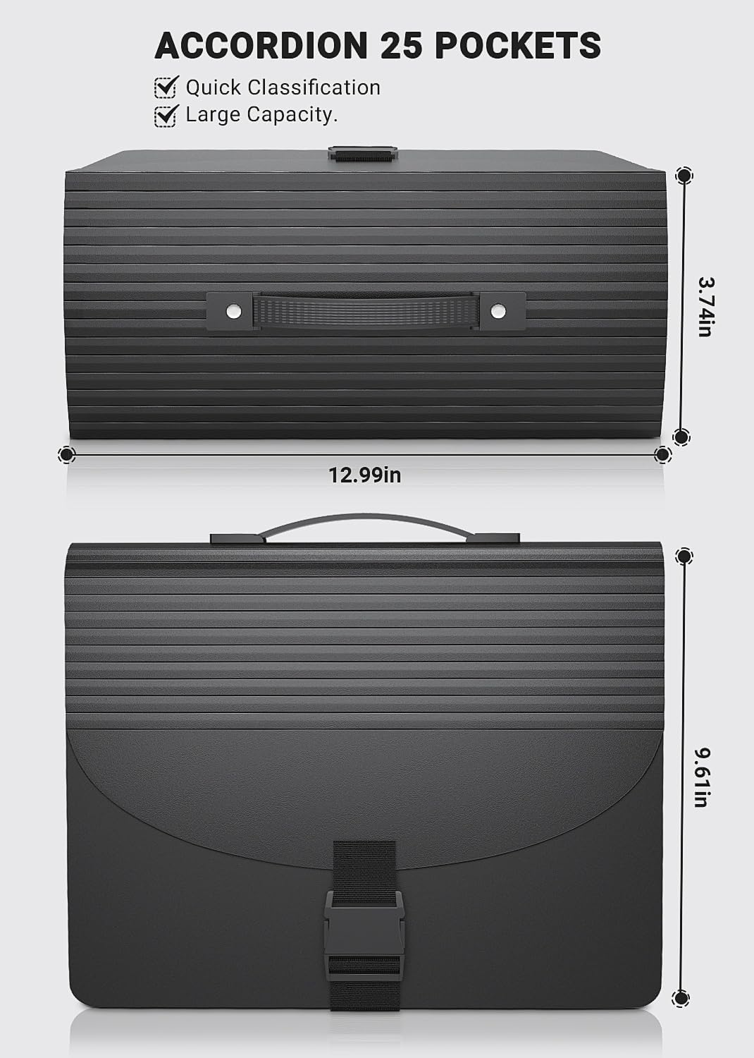 25 Pockets File Organizer with Plastic Handle,Expanding File Folders for Receipt,Paper,Documents,Monthly tab Including in Accordion File Folder Organizer,Perfect Filing Folder Matte