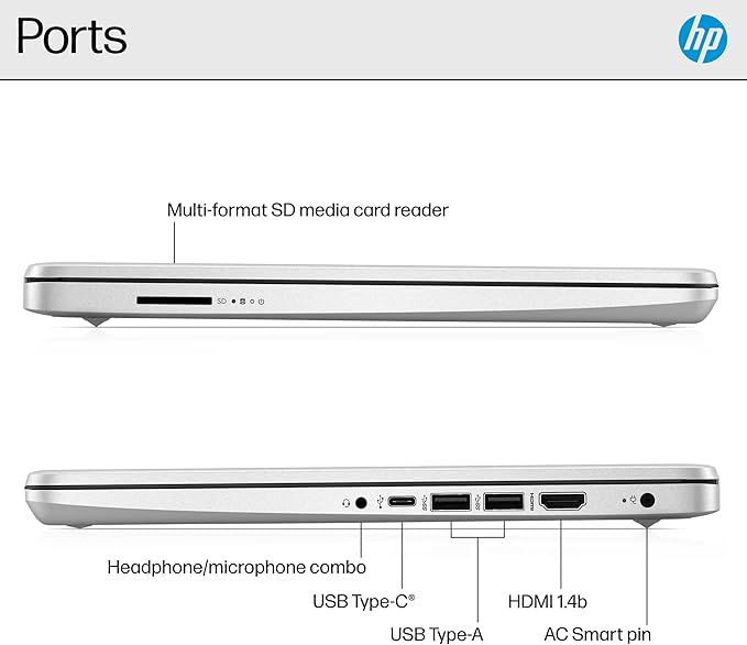 HP 14” Flagship Laptop 2025 AI-Powered Computer, Office Lifetime, Student Business, 4-Core Intel CPU, 16GB RAM 628GB Storage (128GB UFS+ 500GB Ext), Long Battery HubxcelAccessory Win 11 Pro Silver