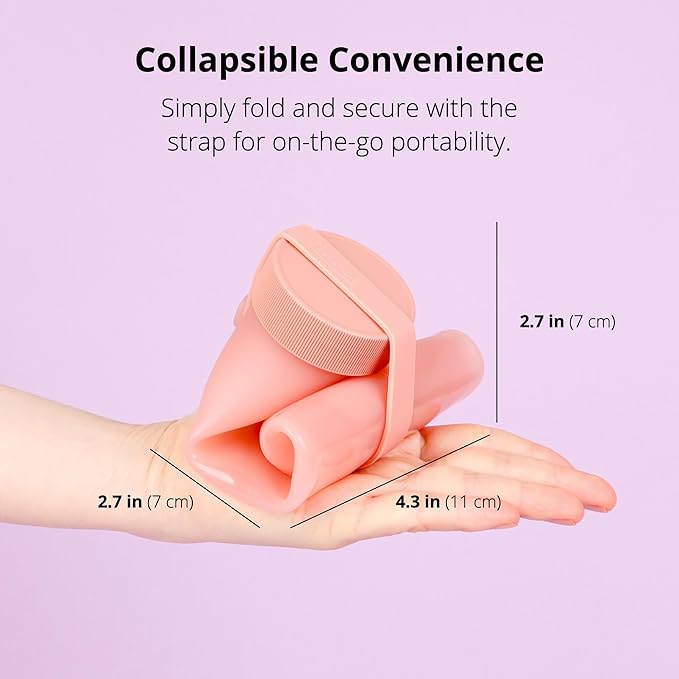 BLUE GINKGO Collapsible Water Bottle – Lightweight, Foldable Silicone Bottle for Travel, Hiking, and Camping (16.9oz, Made in Korea, Rose Pink)