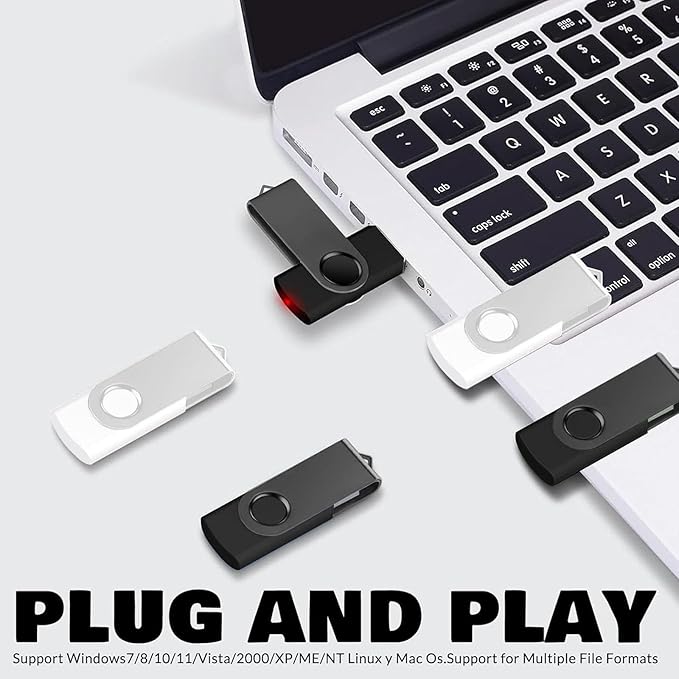 USB Flash Drive 16GB 10 Pack FEWINA USB 2.0 Flash Drives Bulk 16 GB Thumb Drive Swivel Memory Stick Jump Drive Pen Drive for Storage and Backup（Black and White,10PCS 16GB）