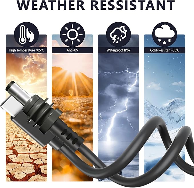 OTPEIR Starlink Mini DC Power Cable, Power Cord for Starlink Mini Accessories, Waterproof Outdoor 18AWG Durable Cable,Gray (C-DC 16.4FT)