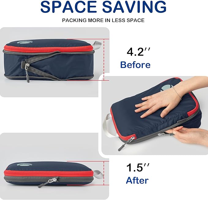 Cipway Compression Packing Cubes, Lightweight Travel Luggage Organizers with Shoe Bag, Toiletry Bag & Laundry Bag, Travel Essentials for Carry on Suitcase (8 Piece,Blue)