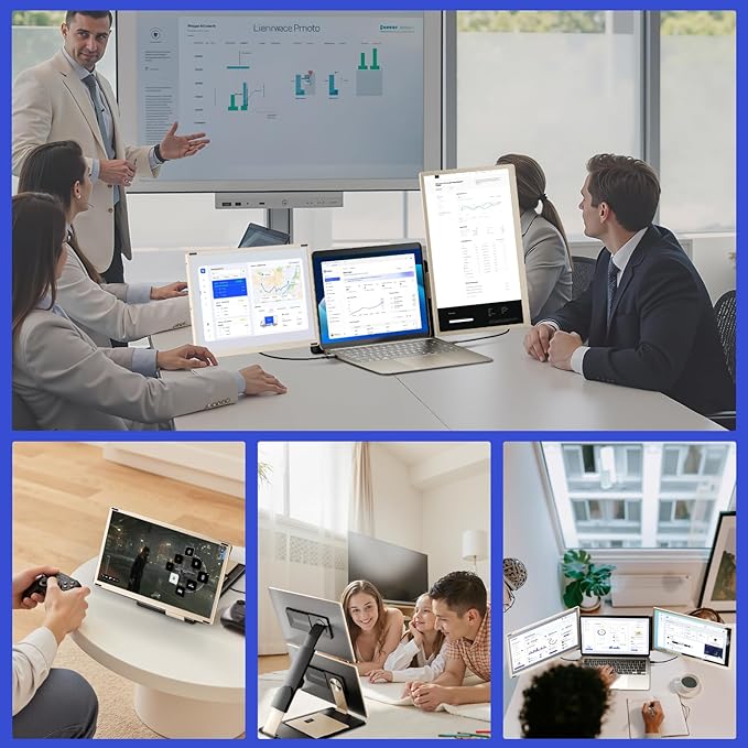 Maxfree Laptop Screen Extender, 15.6'' Dual Monitor for Laptop 13"-17.3", FHD 1080P, 11 Display Modes, Plug & Play Triple Screen Monitor for Mac Windows – Ideal for Office, Travel, Gaming