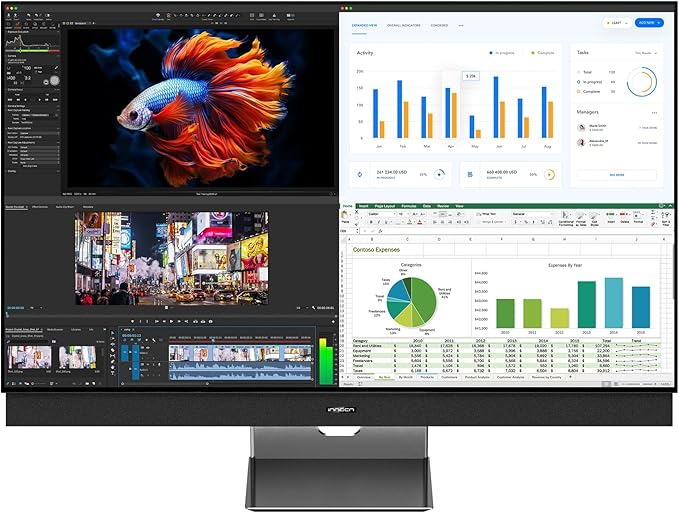 INNOCN 43 Inch Ultrawide Monitor Gaming 4K 144Hz PC Computer Desktop Larger Monitor, HDR400, FreeSync Premium, Built-in Stereo Speakers, DisplayPort, HDMI, Height Adjustable, Black