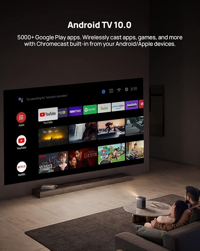 XGIMI Halo+ 1080P Portable Projector, 700 ISO Lumens with Harman Kardon Speakers, Auto Keystone Correction, Auto Focus, Intelligent Obstacle Avoidance, Intelligent Screen Alignment, Android TV 10.0