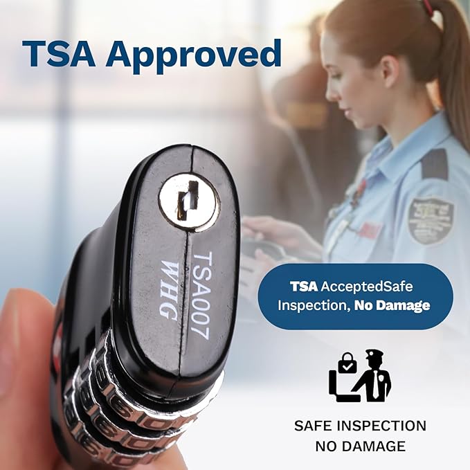 TSA Approved Combination Lock - Compact & Durable Luggage Locks, 3-Digit Resettable Password for Travel, Gym Lockers, Cabinets, Black