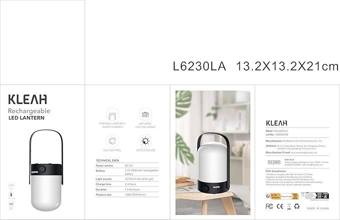 KLEAH Portable Cordless Lantern Table Lamp, 360° Portable Handle, Stepless Dimmer, Powerful Long-Lasting 50hrs, Rechargeable LED Lantern for Camping Bedroom Party, Black