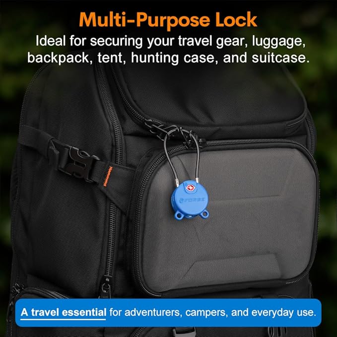 Forge TSA Approved Luggage Locks Ultra-Secure Dimple Key Cable Locks for Travel with Zinc Alloy Body- 2 Blue Locks