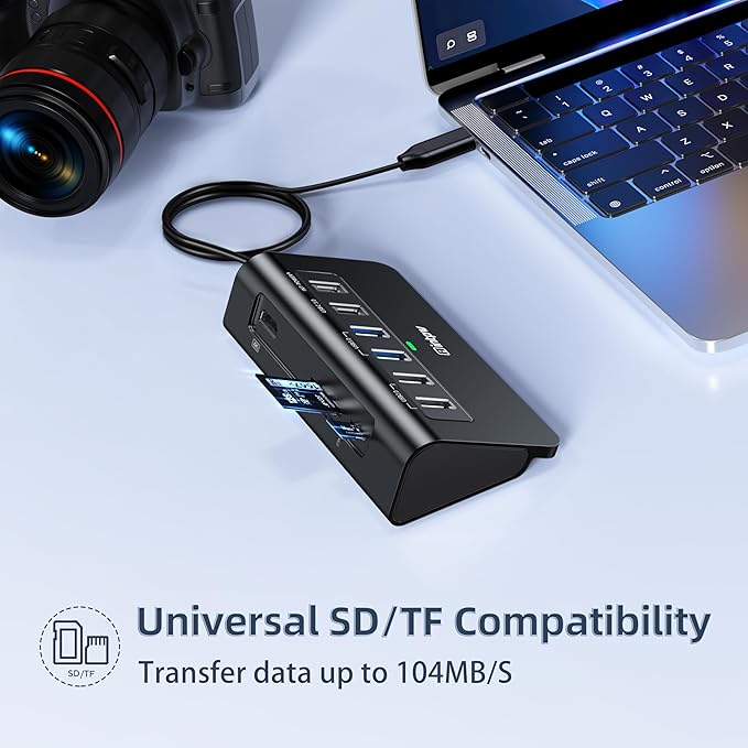 USB C Hub, intpw 9-in-1 USB Multiport Adapter with 4K HDMI, PD 100W, USB-C and 2 USB A 3.0 5Gbps, 2 USB A 2.0, SD/TF Slots for MacBook Pro/Air, iPad Pro, iPhone 15/16 Series