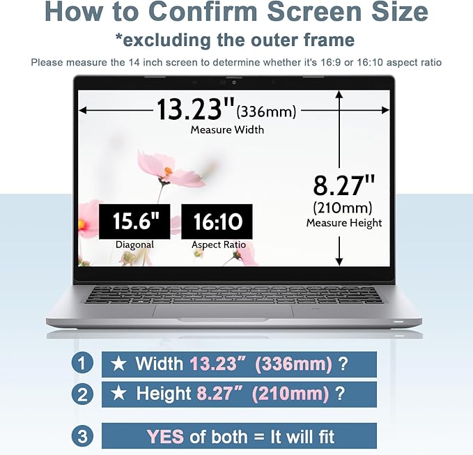 Laptop Privacy Screen 15.6 Inch for HP Dell Acer Asus Lenovo Thinkpad Envy Xps, 16:10 Aspect IPROKKO Removable 15.6in Anti Blue Light Glare Privacy Filter Shield, Anti Spy Computer Monitor Security