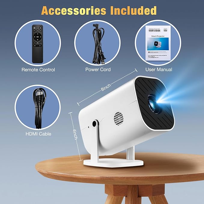 【Built-in APPS & Electric Focusing & Auto Keystone】Mini Projector With Wifi And Bluetooth, 1080P Portable Projector, Movie Projector for Bedroom, Supports Smartphones/TV Stick/iPad/PS5/Laptop/HDMI/USB