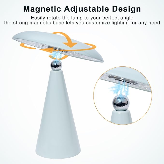 Elegant & Modern “Magnetic Cordless LED Table Lamp – Portable Touch-Dimmable Bedside Light for Bedroom, Living Room & Small Spaces (Light Gree)”